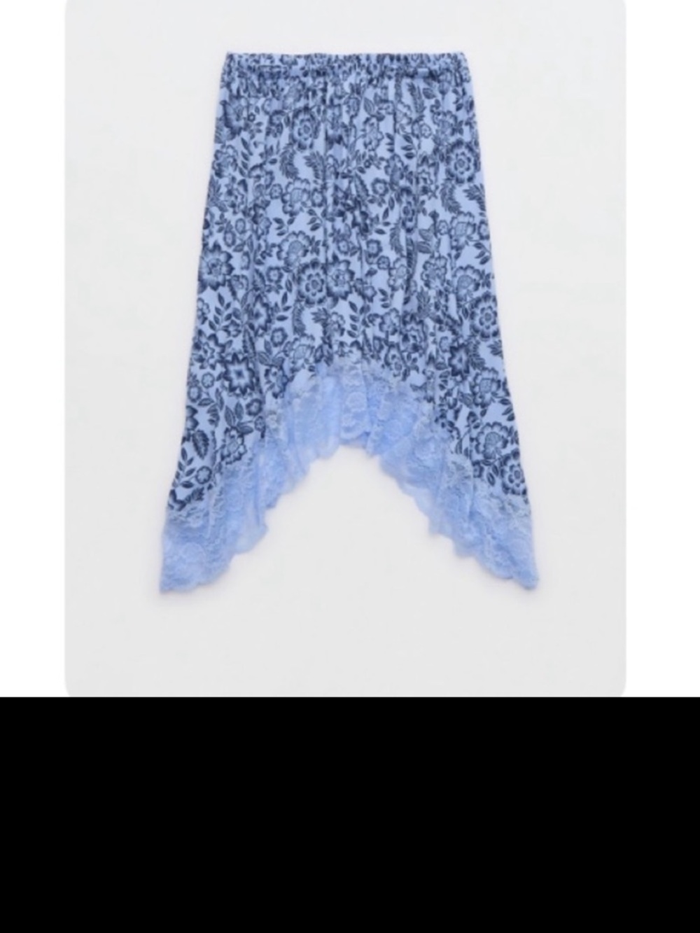 aerie Blue Floral Lace-Trim Smocked Camisole